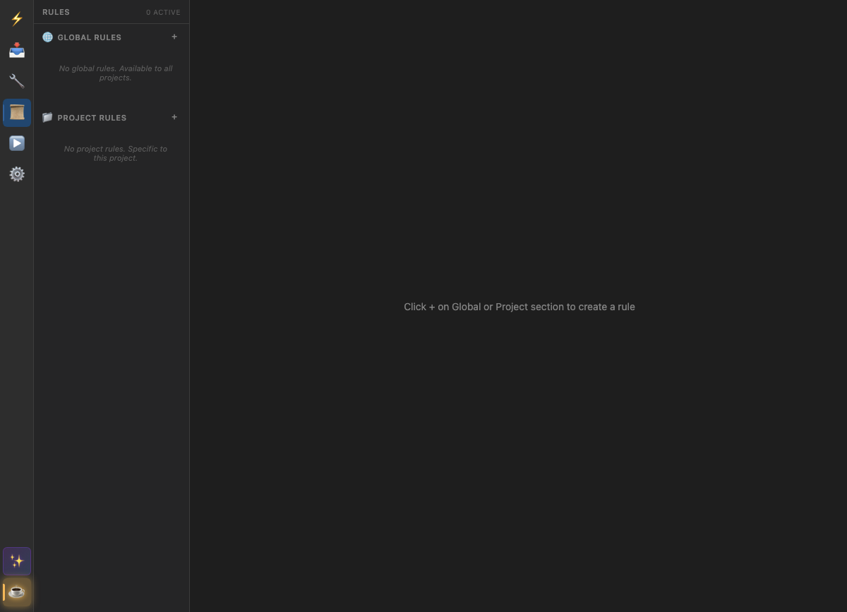 Rules View - Global and project rules